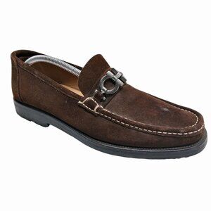 Salvatore Ferragamo Shoes Mens 10.5 Suede Gancini Bit Loafer Made Italy - Single